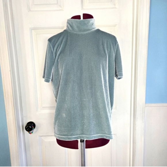 Madewell Small Seafoam Green Velvet Turtleneck Short Sleeve Top - Picture 12 of 12